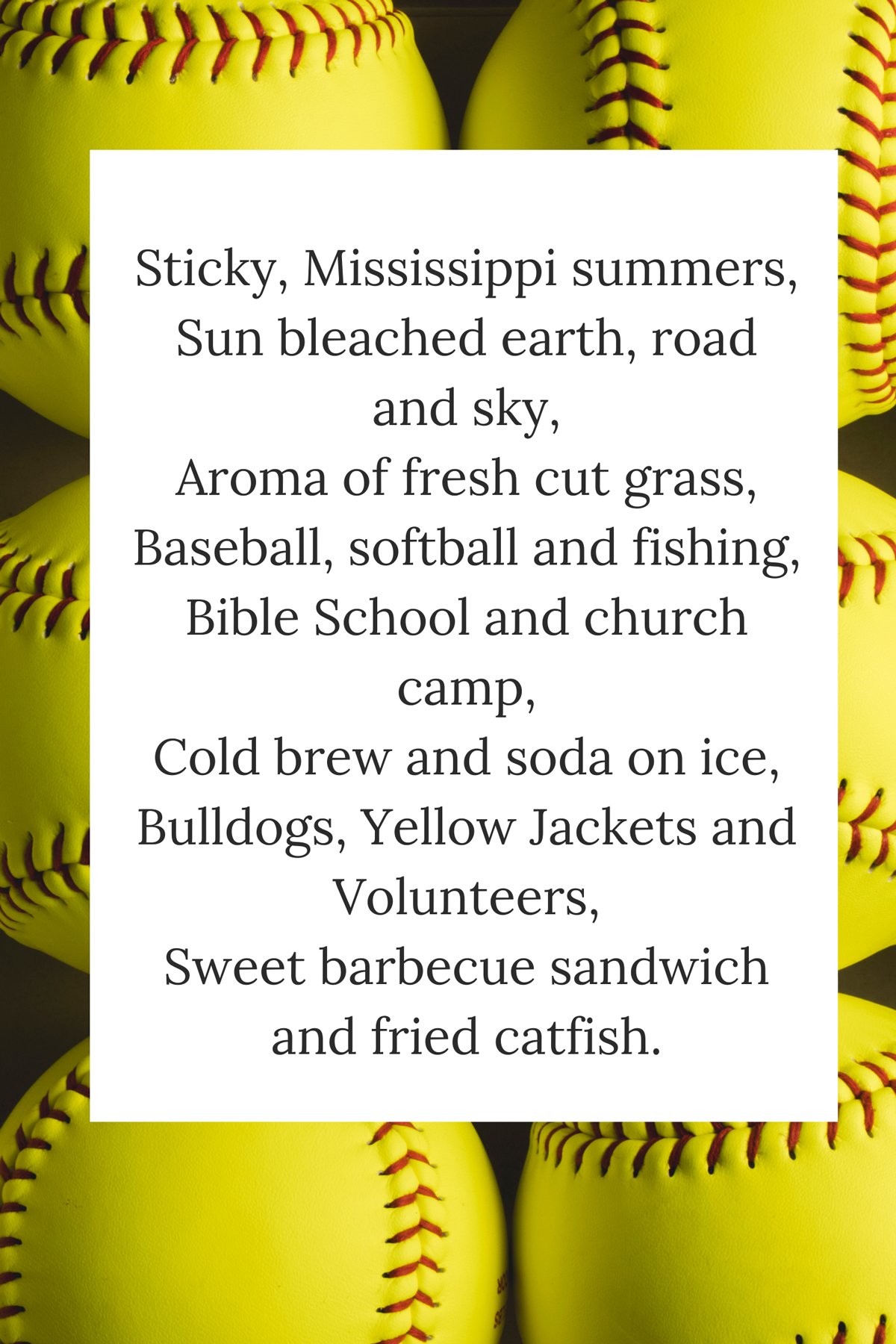 Best childhood ball game poetry about softball