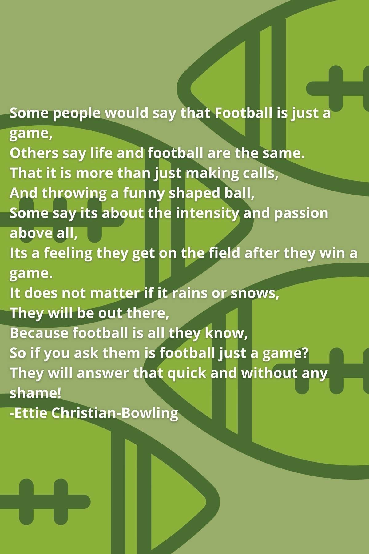Is football just a game poetry 
