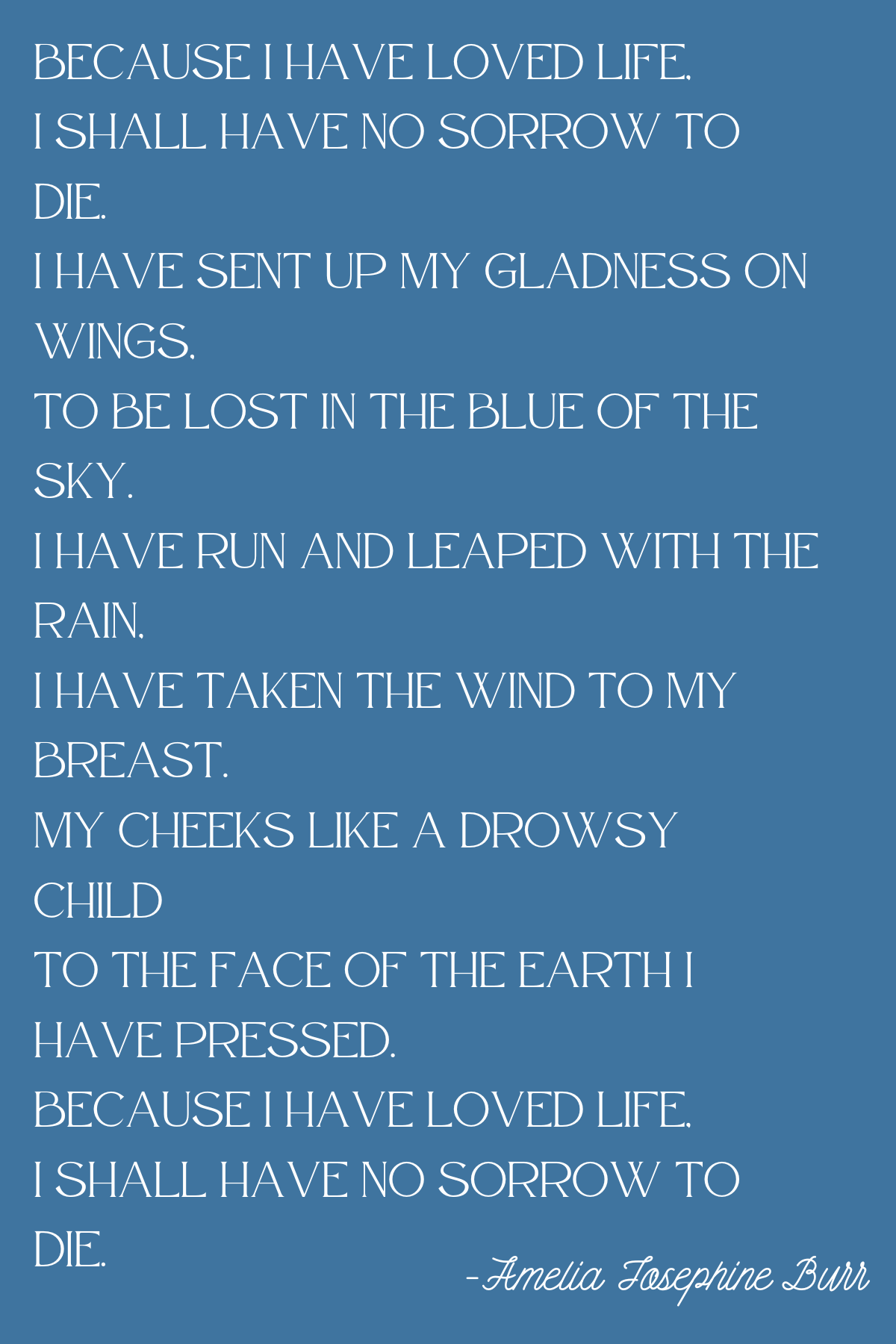 amelia josephine barr poem about death