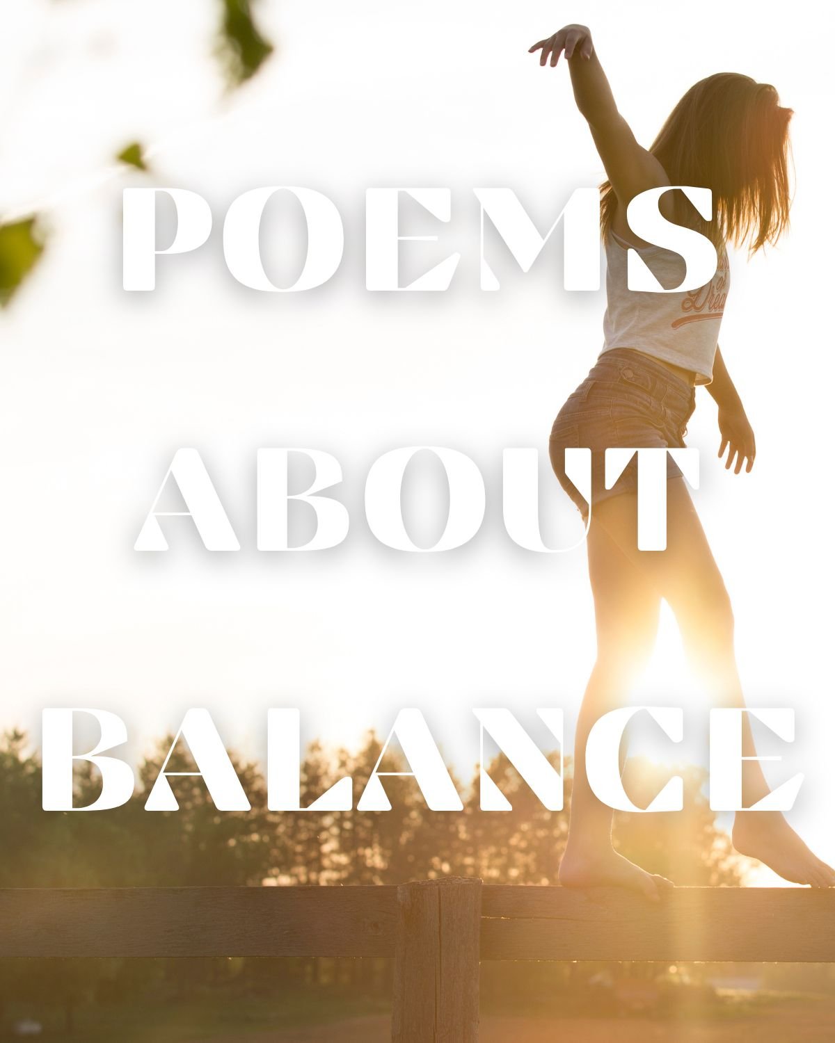 A girl standing on a fence reciting poems about balance
