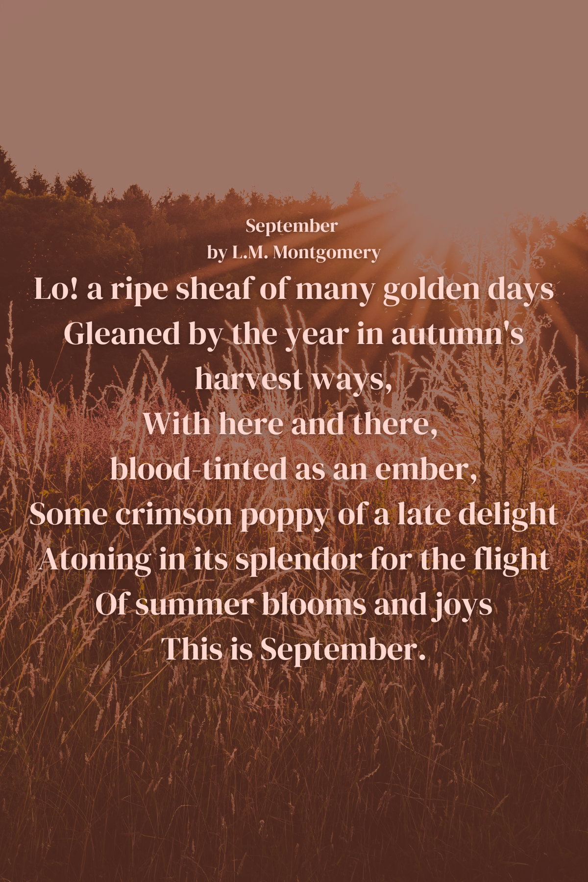 Golden fall days poem by L.M. Montgomery