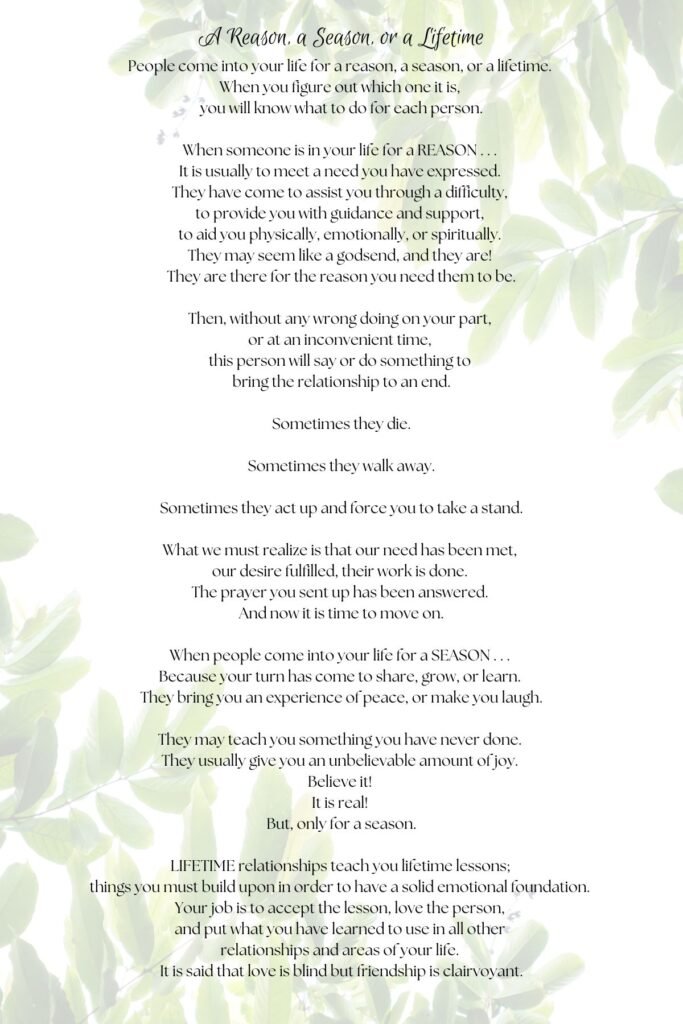 11 Reason, Season &amp; A Lifetime Poem Inspiration - Aestheticpoems