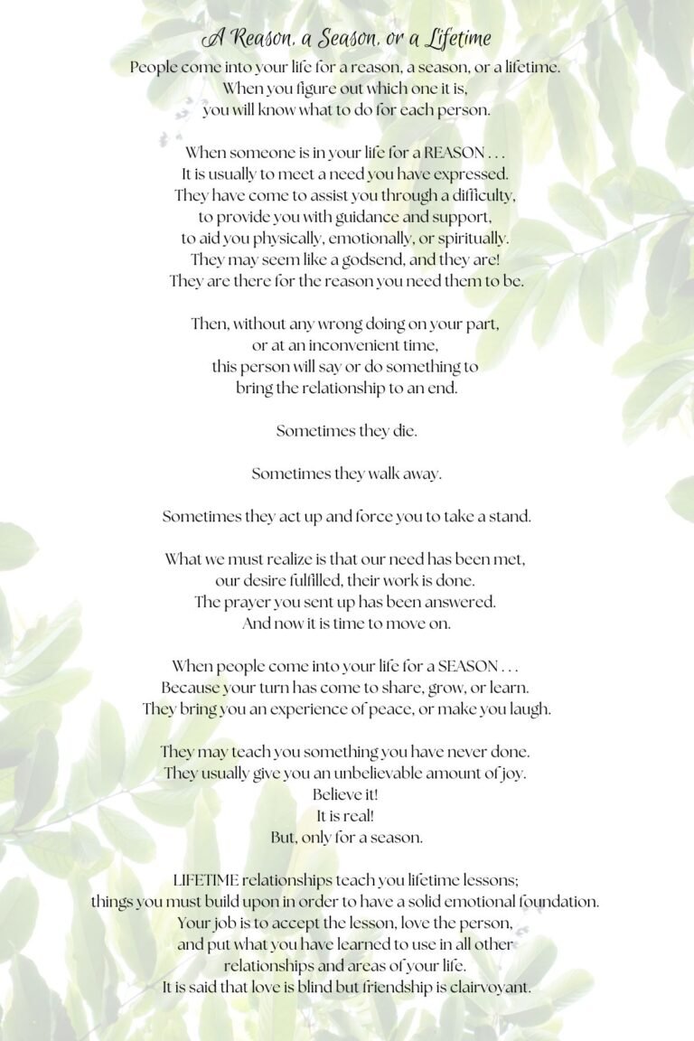 11 Reason, Season &amp; A Lifetime Poem Inspiration - Aestheticpoems