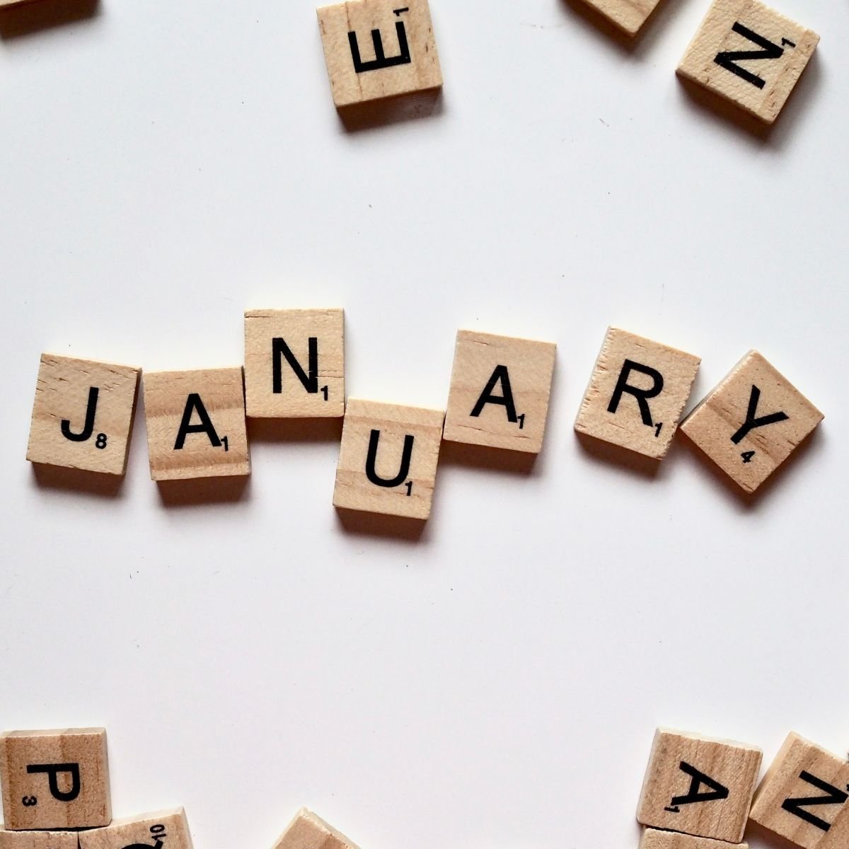 Scrabble tiles that spell January